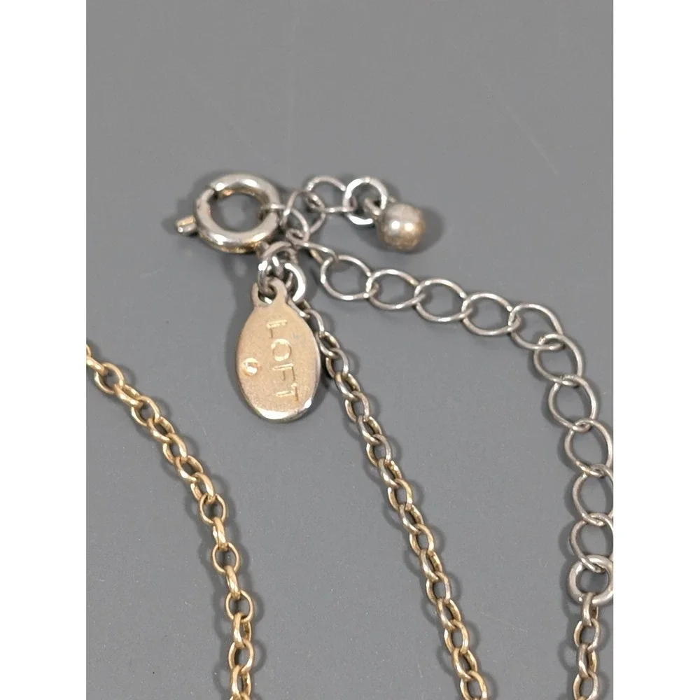 LOFT Gray Faceted Glass Y Necklace Gold Tone Teardrop‎ Bezels Lariat Style 22